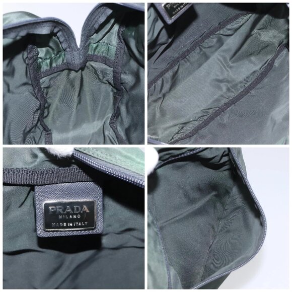 PRADA Hand Bag Nylon Khaki Silver Auth - Picture 15 of 16